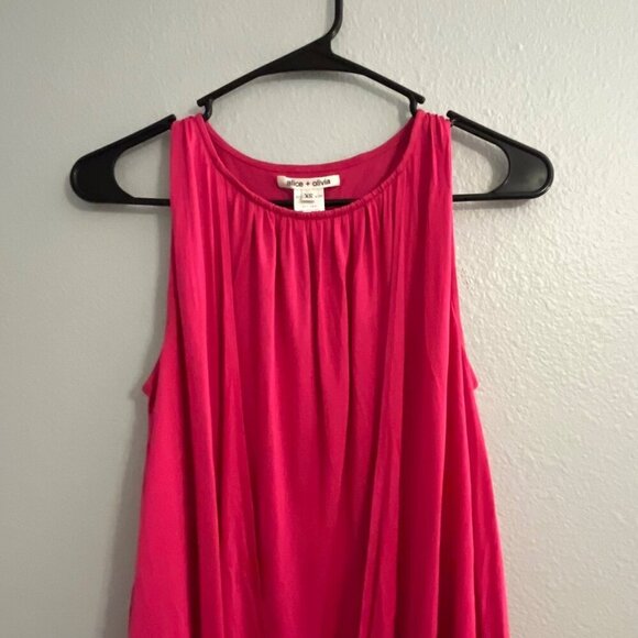 Alice‎ and Olivia Hot Pink Silk Blend Sleeveless Draped Front Bubble Dress XS - Picture 4 of 8